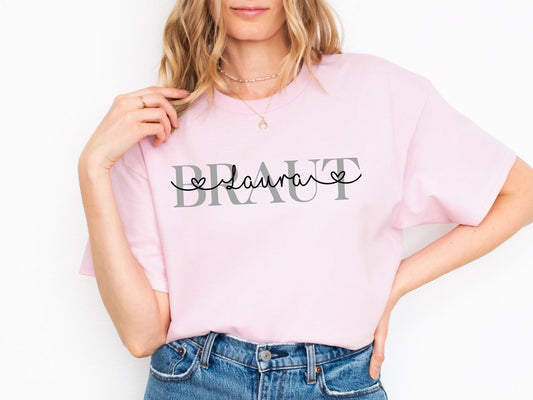 Modernes JGA T-Shirt für Braut und Crew - Stylisch & personalisiert - Braut Crew Shop