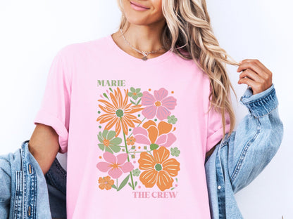 Boho floral JGA Shirt personalisiert - Braut Crew Shop