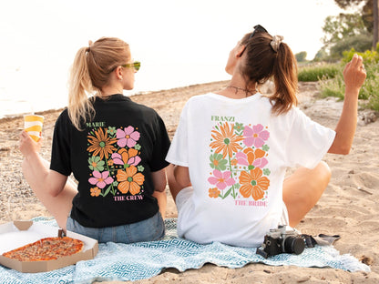 Boho floral JGA Shirt personalisiert - Braut Crew Shop