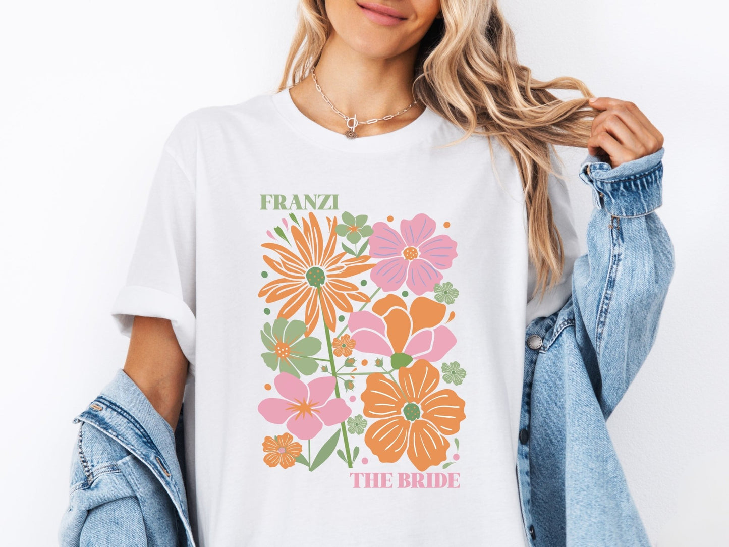 Boho floral JGA Shirt personalisiert - Braut Crew Shop