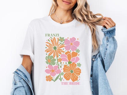 Boho floral JGA Shirt personalisiert - Braut Crew Shop