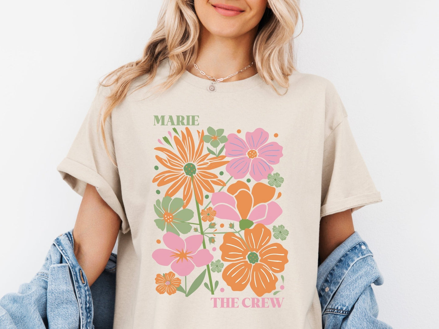 Boho floral JGA Shirt personalisiert - Braut Crew Shop