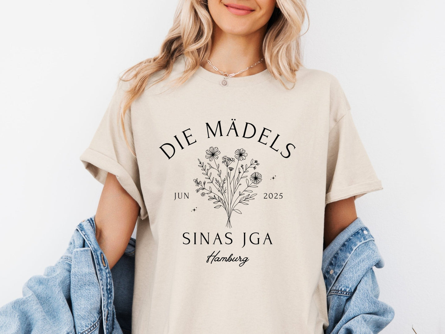 JGA Shirt Personalisiert Mit Blumen - Braut Crew Shop