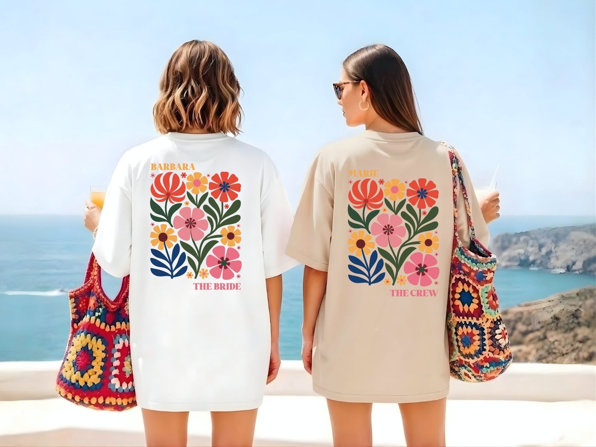 JGA Shirts im Boho Blumen Stil - Braut Crew Shop