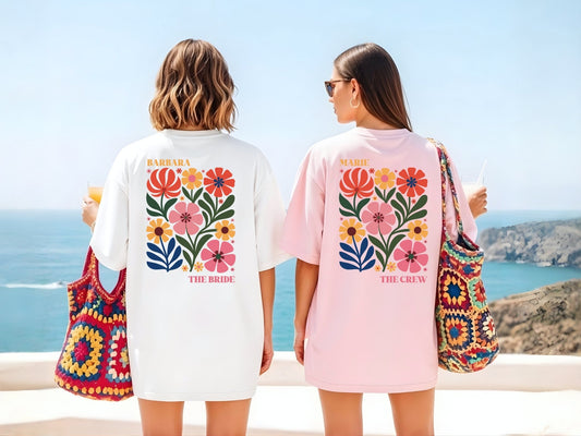 JGA Shirts im Boho Blumen Stil - Braut Crew Shop
