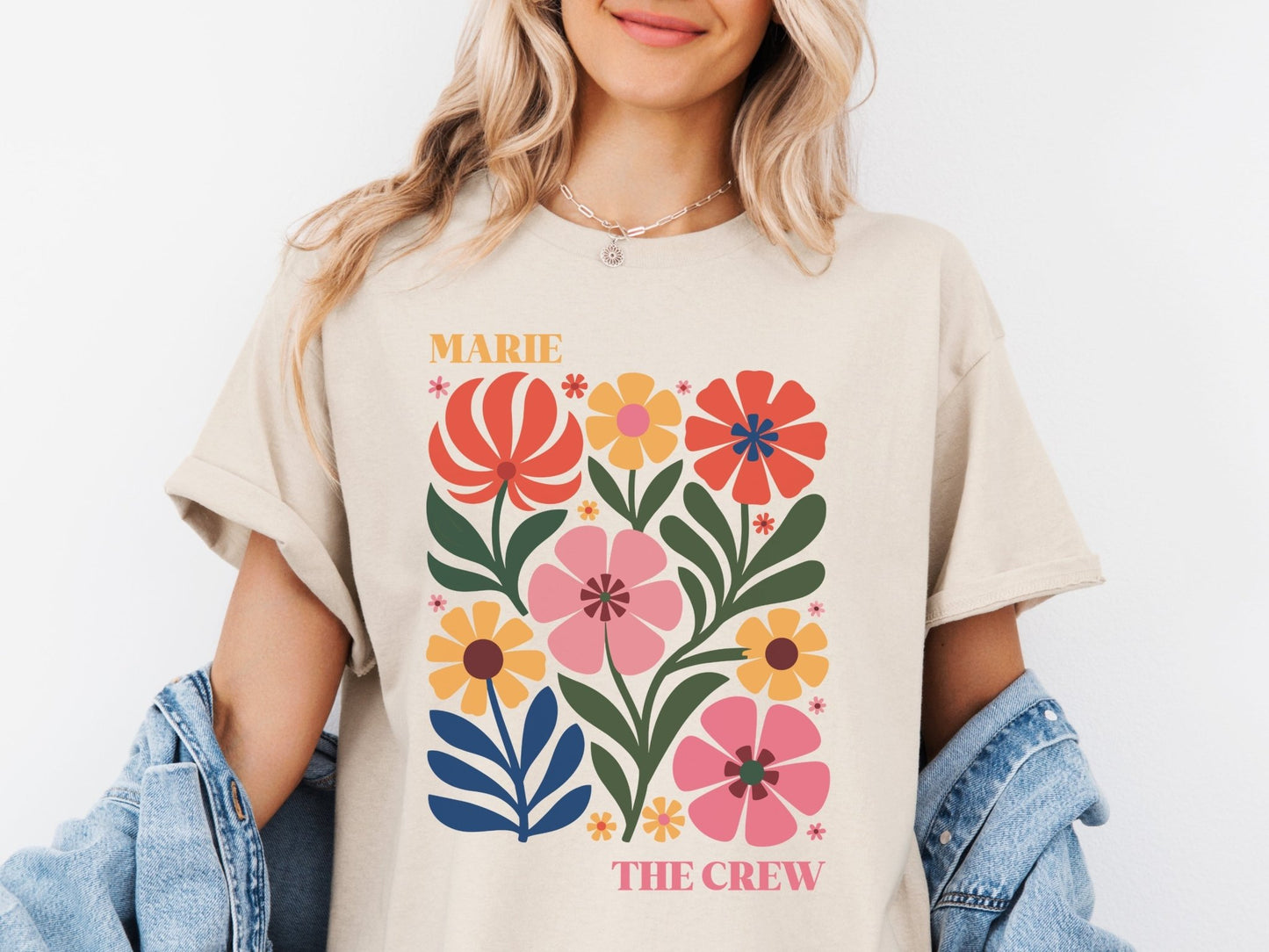 JGA Shirts im Boho Blumen Stil - Braut Crew Shop
