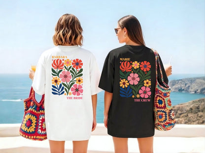 JGA Shirts im Boho Blumen Stil - Braut Crew Shop