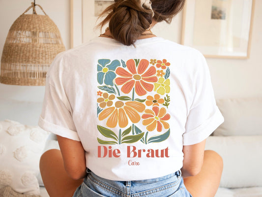 JGA T-Shirt Personalisiert Mit Blumen - Design - Braut Crew Shop