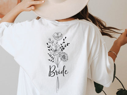 JGA T-Shirts mit Blumen Personalisiert und Minimalistisch - Braut Crew Shop