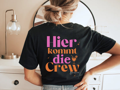 JGA T-Shirts mit bunten Farben und Namen - Braut Crew Shop