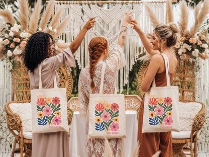 JGA Tasche im Boho Blumen Stil personalisiert - Braut Crew Shop