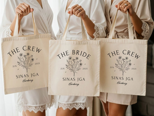 JGA Tasche mit Blumen für Braut & Crew - Braut Crew Shop