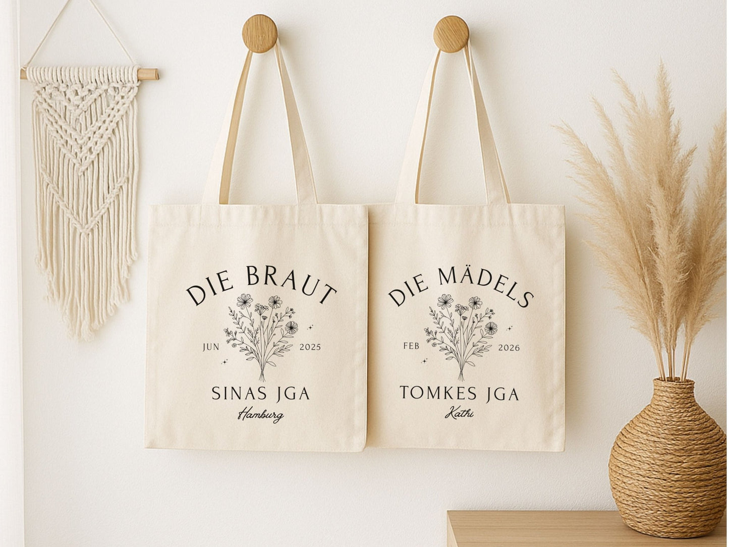JGA Tasche mit Blumen für Braut & Crew - Braut Crew Shop