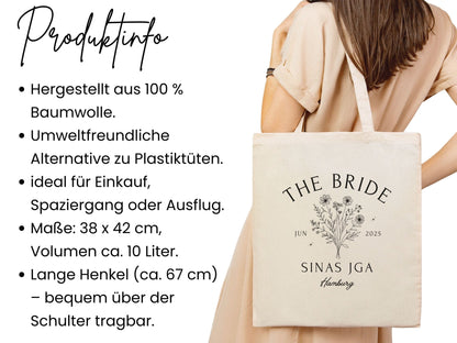 JGA Tasche mit Blumen für Braut & Crew - Braut Crew Shop