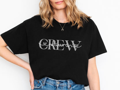 Modernes JGA T-Shirt für Braut und Crew - Stylisch & personalisiert - Braut Crew Shop