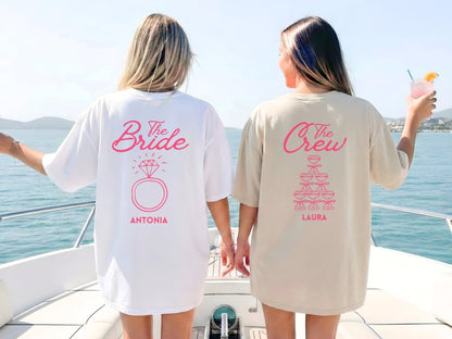 Personalisierte JGA T-Shirt mit Pink Vibes für eure Crew - Braut Crew Shop