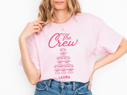Personalisierte JGA T-Shirt mit Pink Vibes für eure Crew - Braut Crew Shop