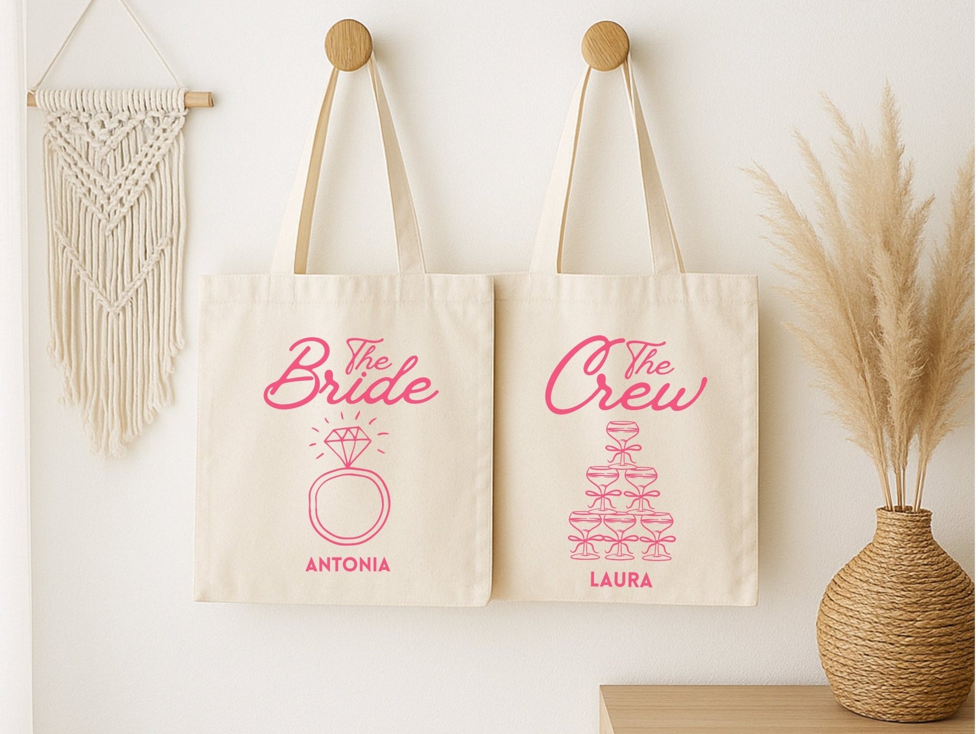 Personalisierte JGA Tragetasche mit Pink Vibes - Braut Crew Shop