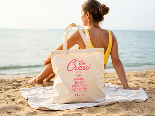 Personalisierte JGA Tragetasche mit Pink Vibes - Braut Crew Shop