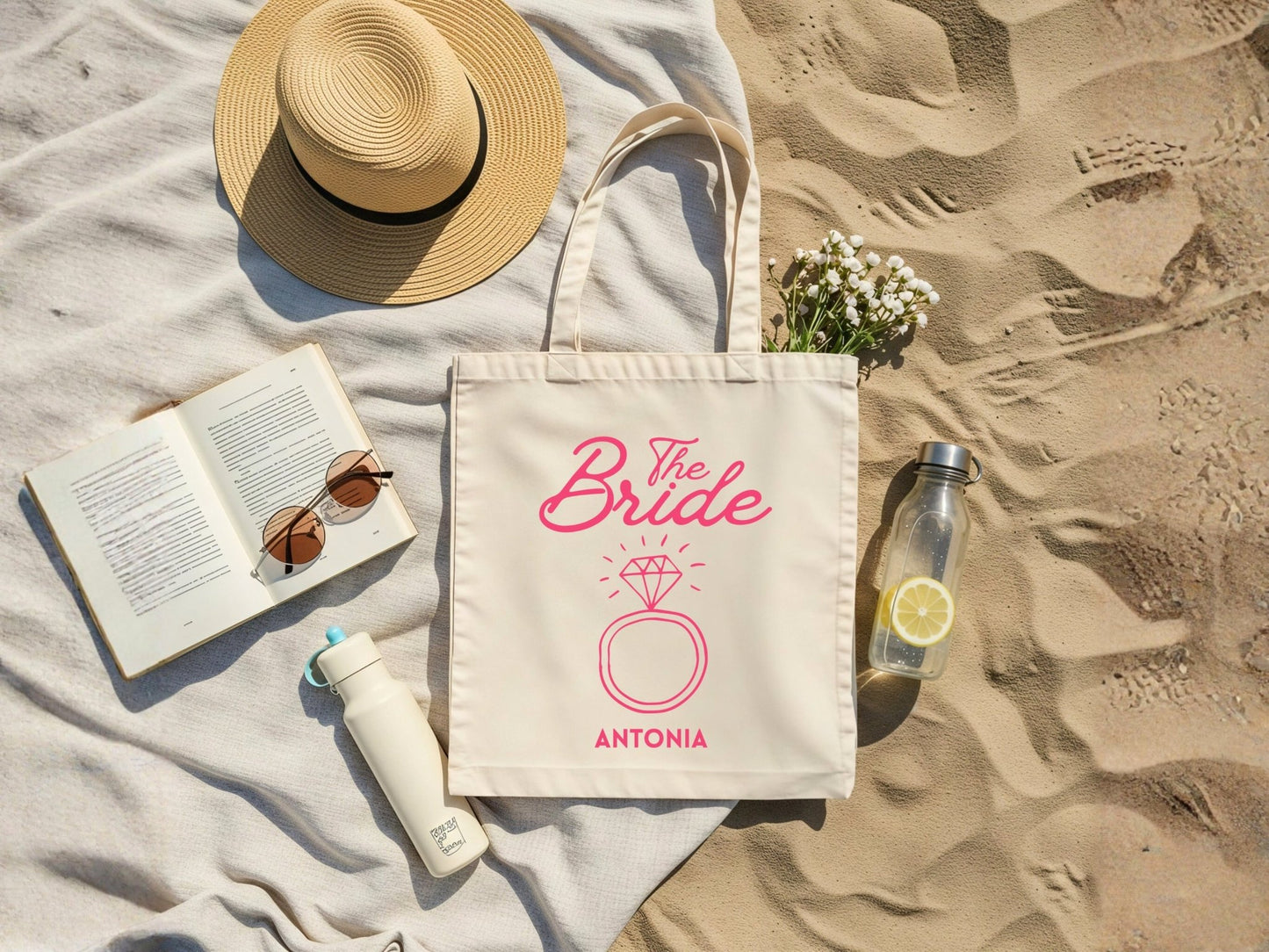 Personalisierte JGA Tragetasche mit Pink Vibes - Braut Crew Shop