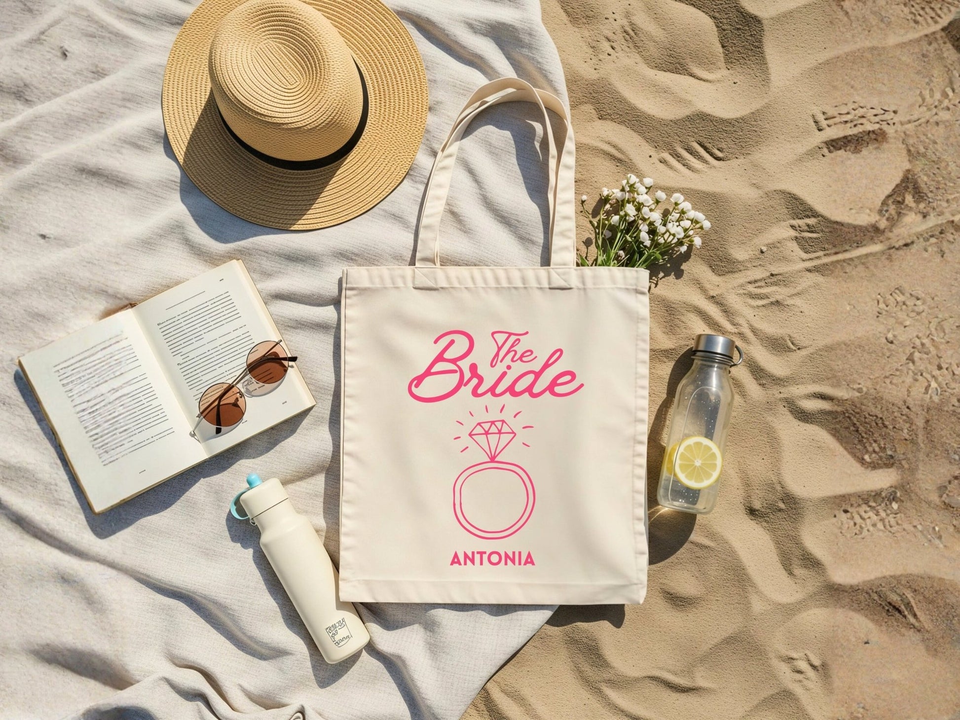 Personalisierte JGA Tragetasche mit Pink Vibes - Braut Crew Shop