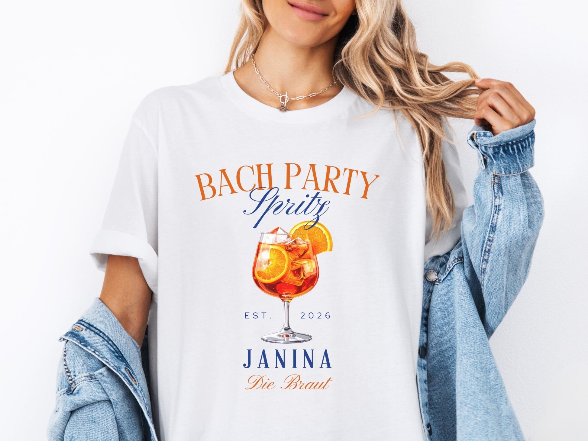 Personalisiertes JGA Shirt im Orange - Spritz Design für Braut & Crew - Braut Crew Shop