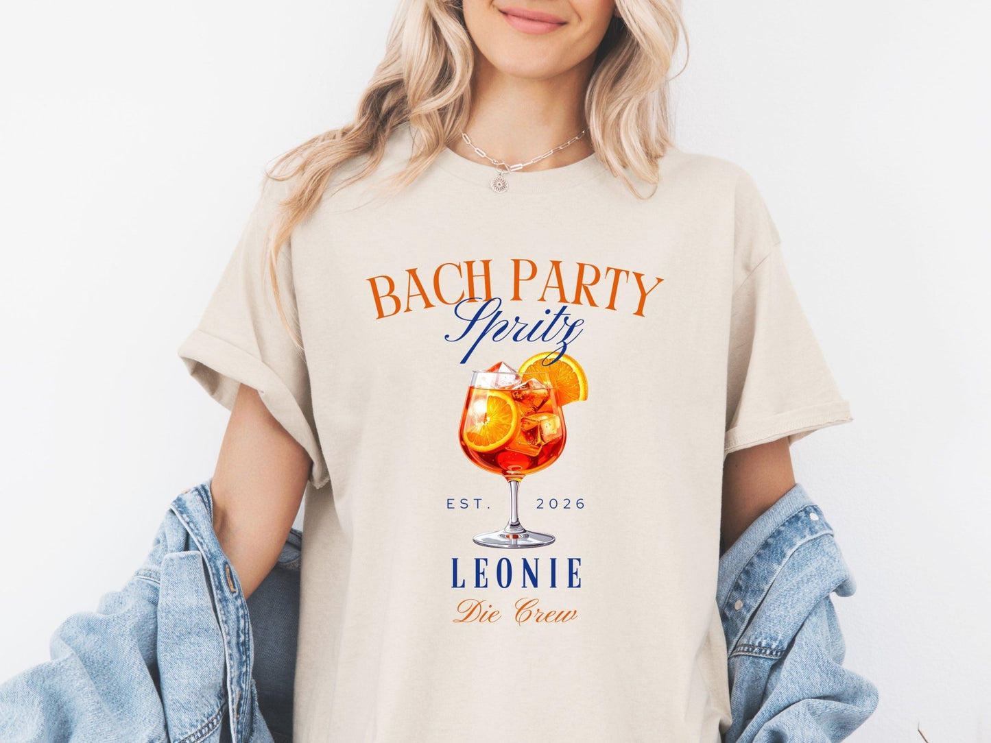 Personalisiertes JGA Shirt im Orange - Spritz Design für Braut & Crew - Braut Crew Shop
