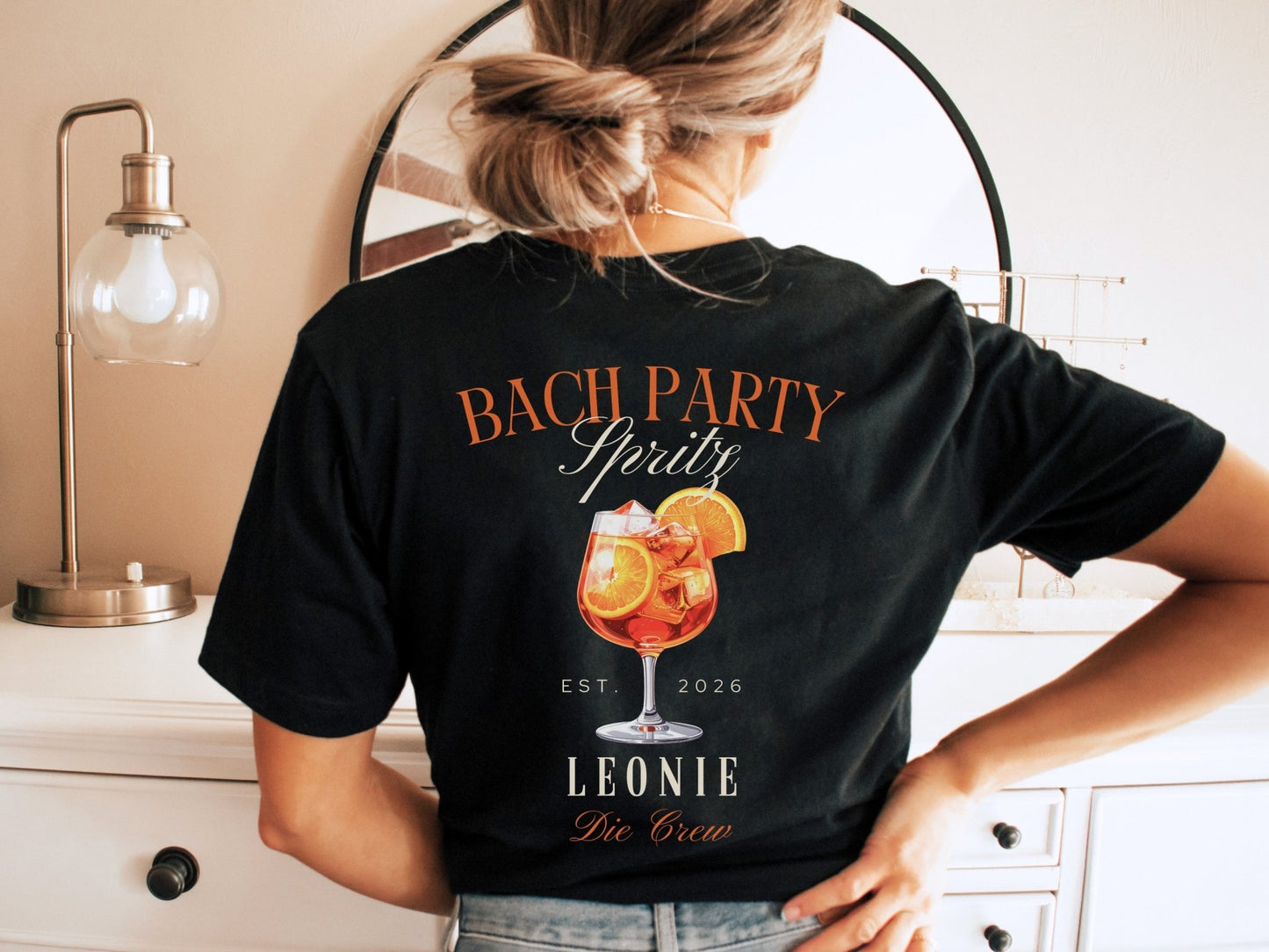 Personalisiertes JGA Shirt im Orange - Spritz Design für Braut & Crew - Braut Crew Shop