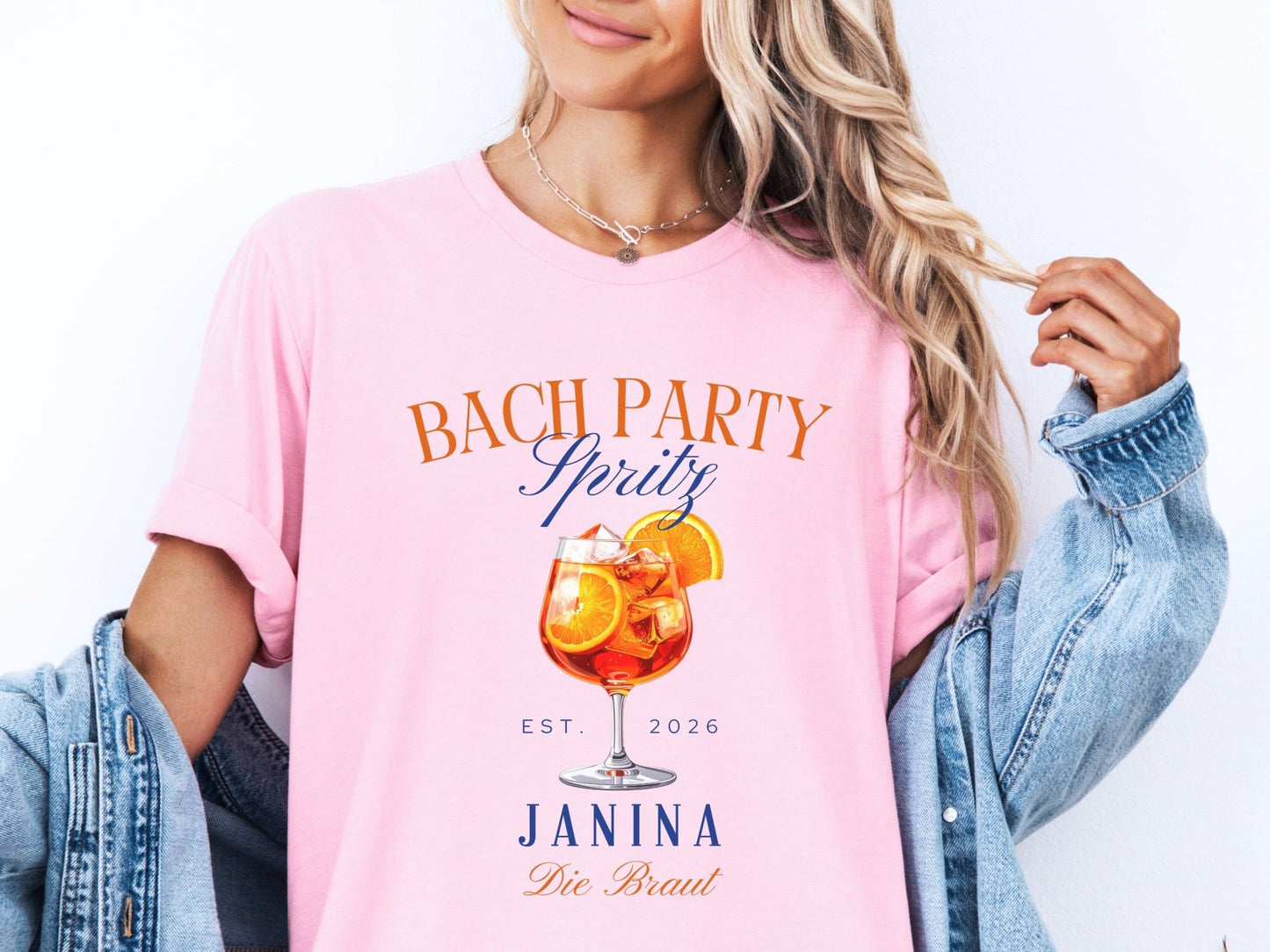 Personalisiertes JGA Shirt im Orange - Spritz Design für Braut & Crew - Braut Crew Shop