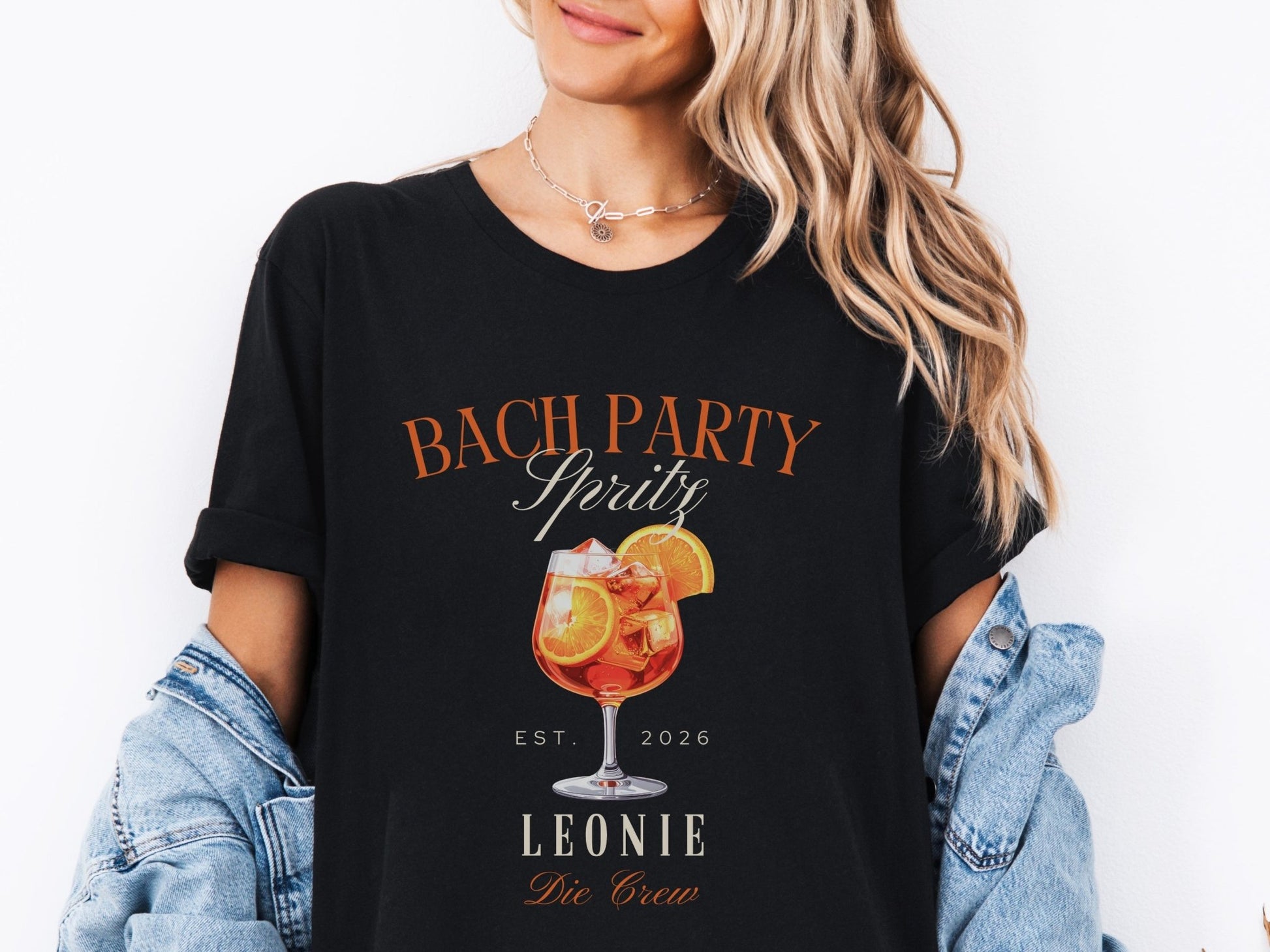 Personalisiertes JGA Shirt im Orange - Spritz Design für Braut & Crew - Braut Crew Shop