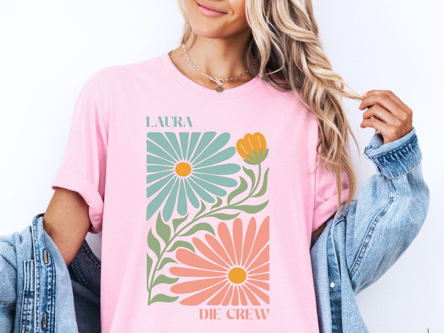 Shirt für den JGA mit Blumen - Motiv - Braut Crew Shop