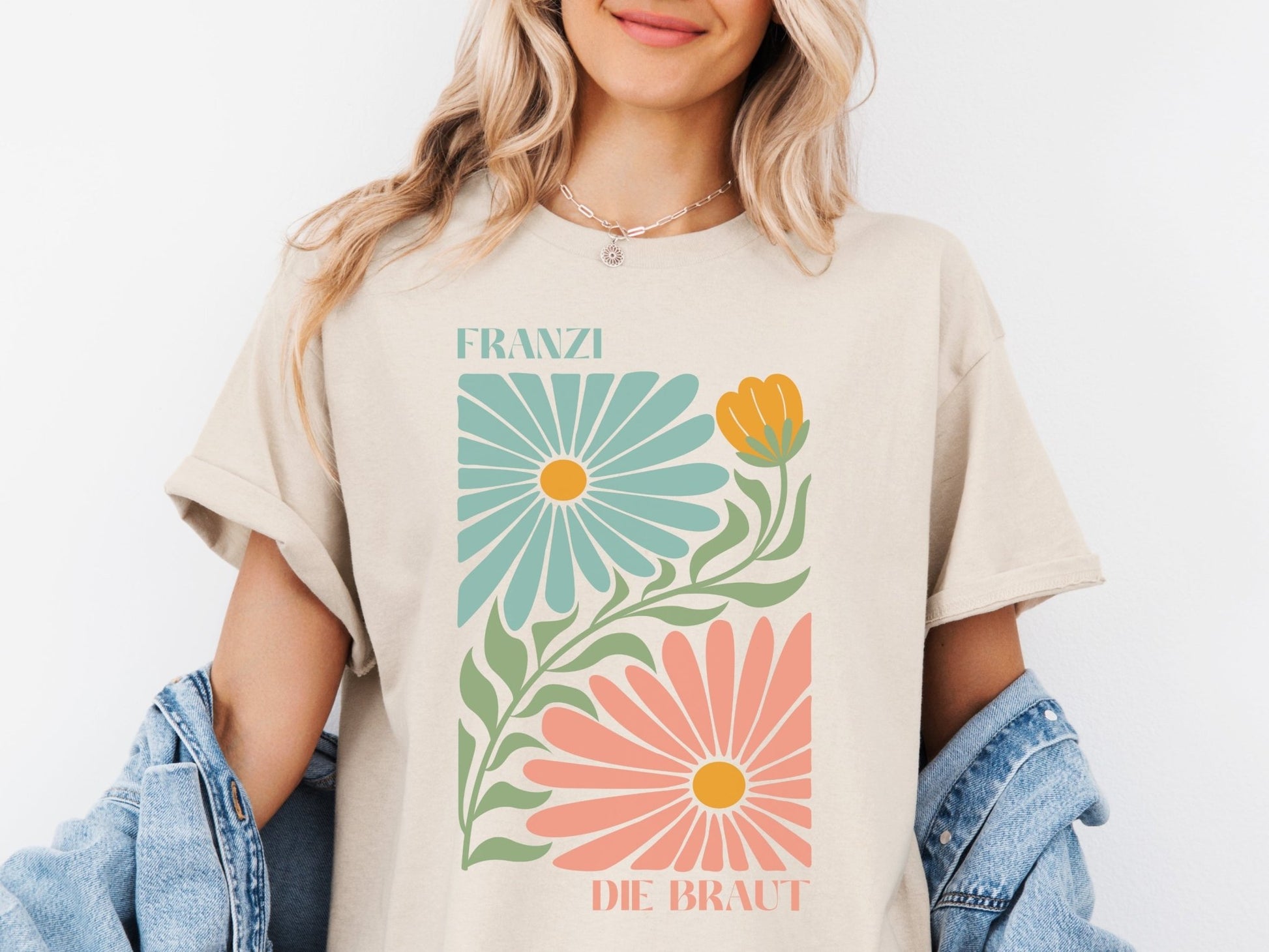 Shirt für den JGA mit Blumen - Motiv - Braut Crew Shop