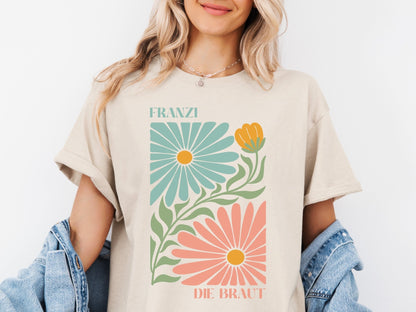 Shirt für den JGA mit Blumen - Motiv - Braut Crew Shop