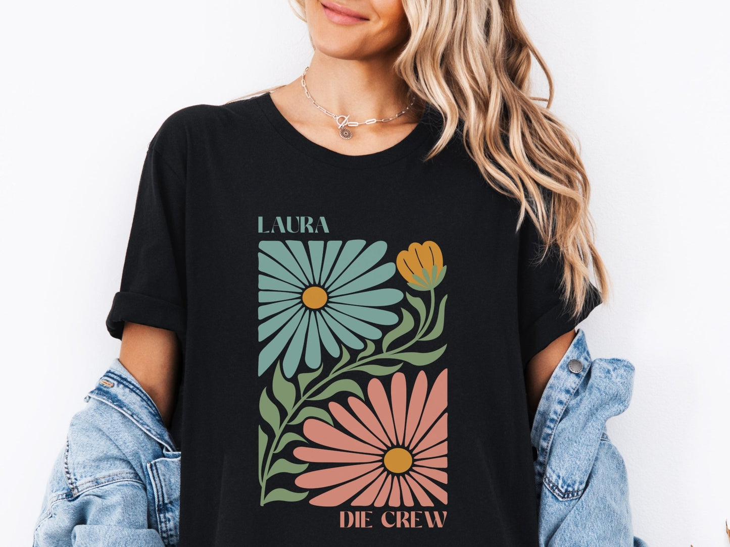 Shirt für den JGA mit Blumen - Motiv - Braut Crew Shop