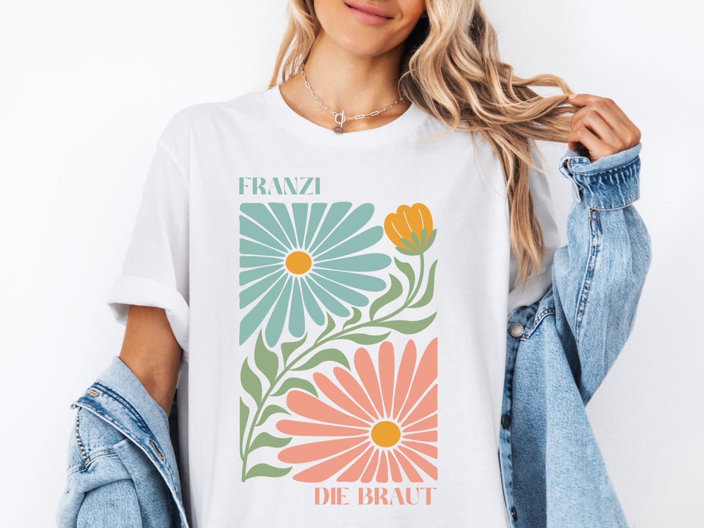 Shirt für den JGA mit Blumen - Motiv - Braut Crew Shop